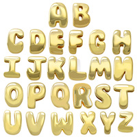 Wholesale Stainless Steel Chunky Bubble Letter Beads 18K Gold Plated A-Z 3D Alphabet Custom Name Charms DIY Bracelet Accessories