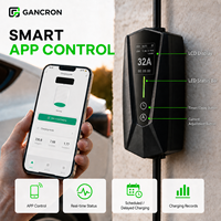 Chargeur EV portable personnalisé GANCRON 32 ampères 7 kW Type 2 EVSE intelligent avec application Tuya Wifi monophasé AC avec prise CEE bleue