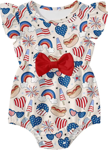 Conjunto de mameluco de manga con volantes para niña con lazo: monos infantiles con estampado floral y de dibujos animados, mono con lazo de 0 a 24 <span class=keywords><strong>meses</strong></span> - Product Image 5