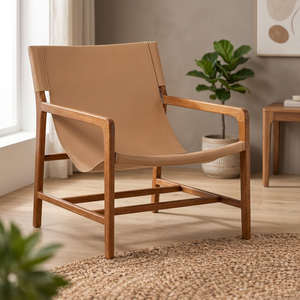 Modern Teak <b>Garden</b> <b>Chair</b> With Tapered Legs Beige Sling Seat Outdoor Furniture Manual <b>Recliner</b> Comfortable Design - Product Image 6