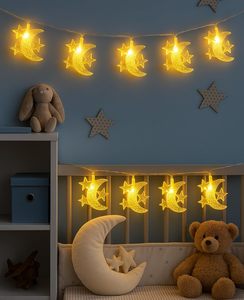 Luces de Hadas Luna y Estrella, Cadena de 20 LED Blanco Cálido, Funciona con Pilas AA, Luces para Dormitorio, para Ramadán, Eid, Halloween, Navidad, Bodas - Product Image 5