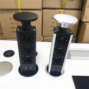 Tutto nero Germania presa di corrente spina di UE <span class=keywords><strong>Punto</strong></span> Da Tavolo di Alimentazione Socket nascosta da cucina Pop up Tirare Presa USB del Caricatore per home office - Product Image 2