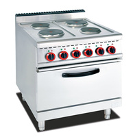 Cuisinière électrique commerciale en acier inoxydable de haute qualité, 4 plaques chauffantes, four encastré, équipement de restauration hôtelière, nettoyage facile, garantie 1 an