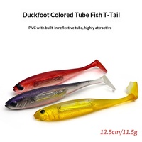 Leurre souple coulant en PVC, creux et réaliste, en forme de tube coloré 'Duck-Foot' et de queue en T pour maquereau espagnol, pour la pêche en mer sans hameçons