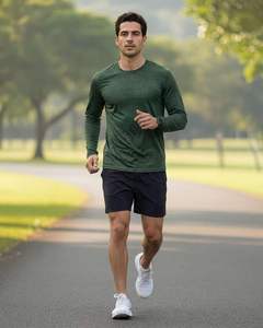 Wholesale Men's Long Sleeve Running <b>Tshirt</b> Quick Dry 100% Nylon High Quality Regular Fit Blank Patterned Hip Hop Knitted <b>Tshirt</b> - Product Image 4
