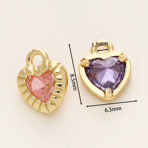 Heart Shape Pendant 8.5mm Gold Plated Copper Jewelry Finding For DIY Necklace <b>Bracelet</b> Accessory - Product Image 1