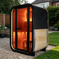 Ruang Sauna Kayu Spruce Luar Ruangan untuk 2 Orang dengan Tungku Toule dan Jendela Transom, Sauna Rumah