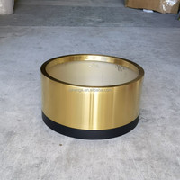 Pot Tanaman Modern Mewah Tahan Lama dari Baja Anti Karat, Pot Tanam Besar, Wadah Dangkal, Pot Bunga Logam Emas