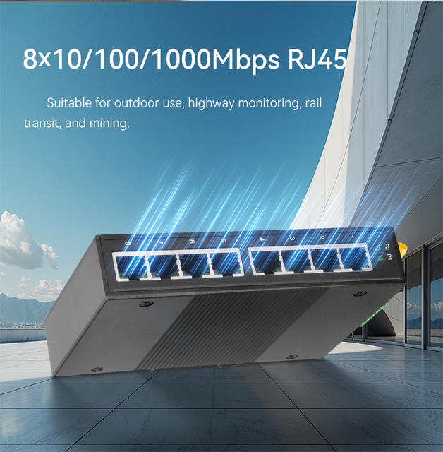 GIANTECH GT-G0008 8 Port Industrial Gigabit Ethernet Network Switch 12G Capacity Direct Dual Power Supply Unmanaged VLAN Harsh