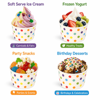 Gobelets en papier à pois colorés jetables en gros pour desserts, glaces et collations, parfaits pour les fêtes d'enfants et anniversaires