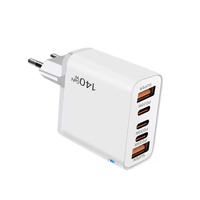 Cargador de Teléfono Móvil de 140W, 2 Puertos USB + 3 Puertos Tipo C, Carga Rápida QC3.0, Enchufe US/EU, Cargador Súper Rápido Dual de 35W