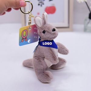 OEM tùy chỉnh <span class=keywords><strong>Kangaroo</strong></span> nhồi bông Keychain nhỏ Khăn thiết kế mềm sang trọng PP bông Logo in carkey trang trí nội thất Túi phụ kiện - Product Image 2