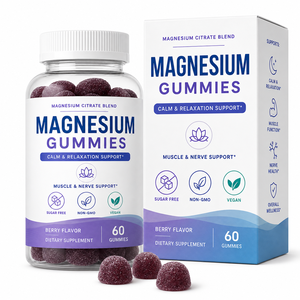 Complément de citrate de magnésium pour adultes en gommes 200 mg, haute biodisponibilité pour le soutien immunitaire, 60 gommes, OEM, 2 gommes par portion - Product Image 1
