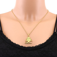 Collier pendentif en acier inoxydable doré avec carte du Liban, arbre de cèdre et drapeau, bijoux ethniques pour hommes et femmes