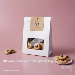 Tùy chỉnh in thương hiệu Snack <span class=keywords><strong>Cookie</strong></span> bao bì giấy kraft túi bánh mì cá nhân với cửa sổ rõ ràng - Product Image 2