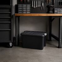 Boîte de rangement ménager en plastique PP 50L avec couvercle à loquet, organiseur de garage, bac de rangement pour buanderie