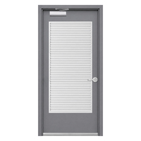 Porte coupe-feu en acier 20 minutes pour bâtiment commercial, porte affleurante pour salle mécanique avec grille ignifugée