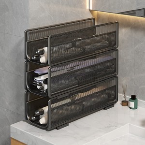 Estante de almacenamiento para rizadores de pelo, independiente, sin necesidad de taladro, forma rectangular, para productos de cuidado personal, estantes de baño - Product Image 2