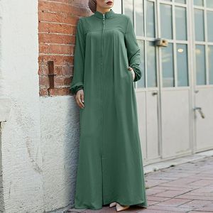 <span class=keywords><strong>Vestido</strong></span> Musulmán <span class=keywords><strong>de</strong></span> Manga Larga para Mujer con Cuello Alto y Cremallera Completa para la Moda Islámica Moderna - Product Image 2