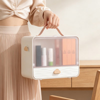 Organisateur de cosmétiques portable en plastique, boîte de rangement anti-poussière à tiroirs, support multi-niveaux pour maquillage et soins de la peau, pour bureau et coiffeuse