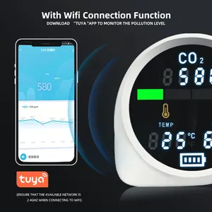 Safewill CO2 Detector nhiệt độ và độ ẩm và chất lượng không khí màn hình với tự động báo động CO2 màn hình phân tích khí