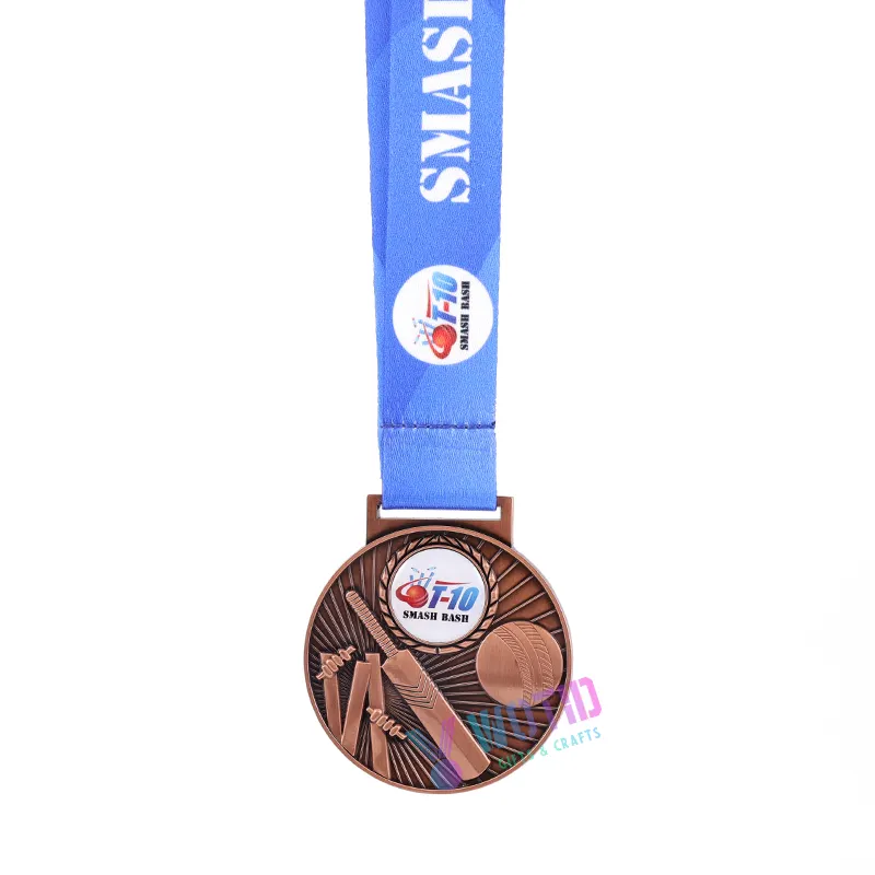 OEM Custom Logo Cricket Medal Manufacturer Free Design Custom Metal Souvenir Zinc Alloy Sports Medals Trophies And Medals