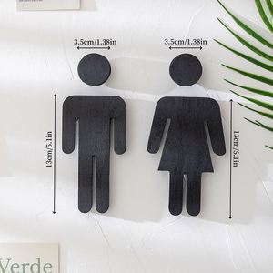 Panneau de signalisation WC en bois, design moderne et épuré, unisexe, pour hôtels, toilettes, décoration murale avec miroir, artisanat pour la maison - Product Image 2