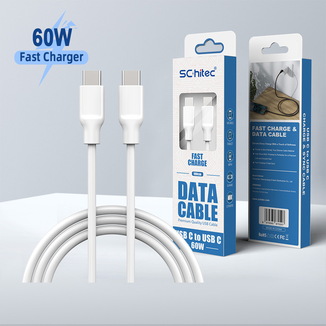 Ready to Ship Premium 60W PD USB C Charger Cable 1m Skin-Friendly Silicone, High Speed Data Sync Type-C to Type-C Phone Cable