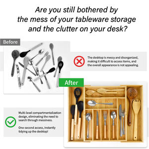 WDF Oferta Especial Divisores de Cajón Organizador de Cubiertos y Platería Bandeja para Cajón de Cocina Organizadores de Cajón de Bambú para Uso Doméstico - Product Image 2