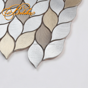 Carrelage de mosaïque en aluminium brossé motif feuille Style minimaliste botanique métal Design moderne décor à la maison Accent revêtement de façade murale - Product Image 6