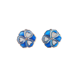 Fashion <b>Stud</b> <b>Earrings</b> 316L Stainless Steel PVD Gold Plating <b>Blue</b> Flower Design For Women - Product Image 2