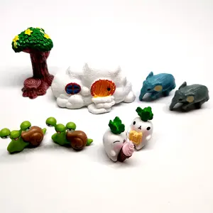 Miniaturas de hadas para jardín, conjunto de figuras de Mini Casa, árbol, elefante, 3D, resina, musgo, decoración, terrario, accesorios DIY, 8 Uds.
