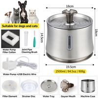Fontaine à eau automatique pour chat LED Distributeur d'eau potable pour animaux de compagnie pour chien Filtre en acier inoxydable Remplacement Fontaine à eau pour animaux de compagnie