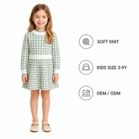 Robe Pull Enfant Personnalisée OEM & ODM, Tricot Côtelé Manches Longues Col Rond, Style Preppy Classique Hiver Noël, en Viscose Douce pour Enfants