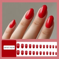 Qianya Press-on Nagels Effen Kleur 24 stuks ABS Kunstnagels Wijnrood Ovaal Vierkant Vorm Herfst Winter Groothandel