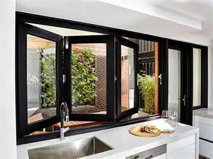 Décoration de maison moderne personnalisée style sécurité en aluminium système de fenêtre verticale à deux volets