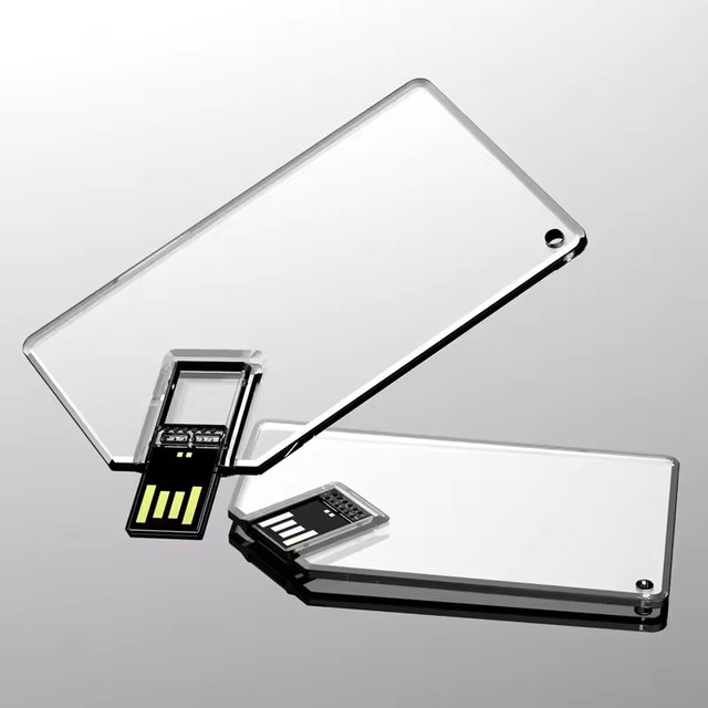 Factory New Design Transparent Acrylic Card USB Flash Drive 8 16 32 64 128gb 256gb Transparent Card Pen Drive for Promotion Gift