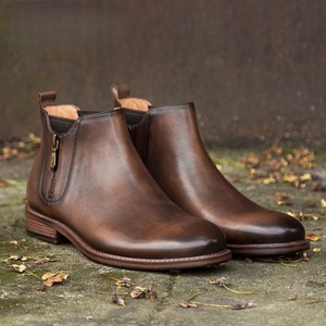 Botas de Tobillo Casuales para Hombre, de Cuero de Grano Completo, con Cierre Lateral, Estilo Británico Retro, para Otoño e Invierno - Product Image 3