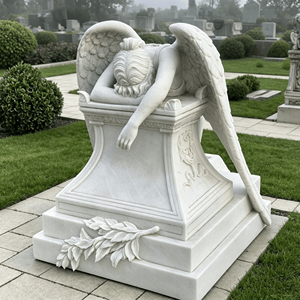 Lápidas <span class=keywords><strong>de</strong></span> Cementerio en Forma <span class=keywords><strong>de</strong></span> Corazón con Ángel Llorón Talladas a Mano en Mármol Natural para Tumbas - Product Image 5
