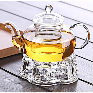 Calentador de té de vidrio duradero, alta borosilicato, vela, calentador de té, tetera de vidrio