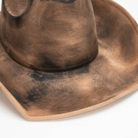 Topi Koboi Suede Mewah Bergaya Vintage Bertekstur Fedora Mewah untuk Petualangan Luar Ruangan Kasual