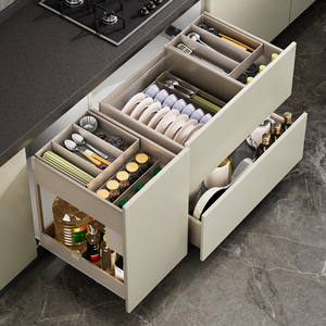 Unités de rangement de cuisine en aluminium à montage latéral avec porte-bouteilles et panier coulissant écologique pour armoires - Product Image 5