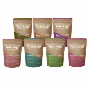 Sachets de café refermables personnalisés biodégradables avec fermeture éclair pour grains de café, emballage alimentaire en papier kraft, OEM - Product Image 3