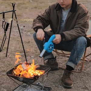 Souffleur d'air à manivelle, outil de camping en plein air portable en plastique bleu, 1 pièce - Product Image 4