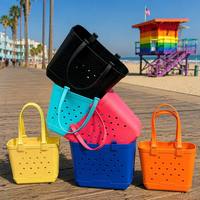 Sac fourre-tout d'été en EVA pour la plage, avec logo personnalisé, design perforé DIY, léger, imperméable, sac à main en caoutchouc portable, cadeaux d'été
