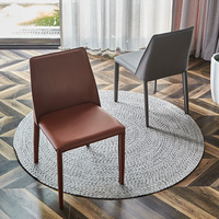 Chaise de salle à manger en cuir, siège avec dossier, de luxe léger, style italien et minimaliste, style nordique et décontracté,