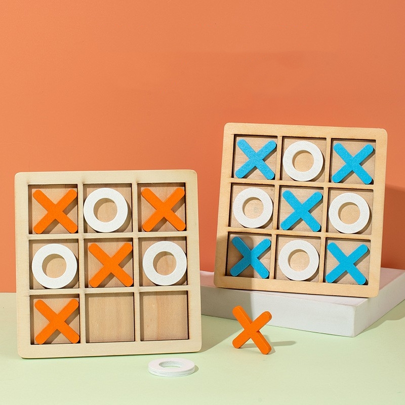 Деревянная настольная игра Tic Tac Toe 3x3 сетка XO пазл для детей Интерактивная развивающая игрушка для родителей и детей трансграничный деревянный блок