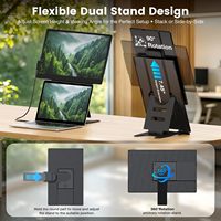 Ekstensi Layar Laptop 15.6" FHD 1080P IPS Tipis Portabel Monitor Ganda Tipe-C untuk Laptop 13-17.3" Plug & Play dengan Wins/Mac