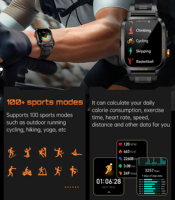 KT89 3ATM IP68 étanche extérieur robuste montre intelligente hommes 880 MAh batterie lampe de poche BT appel GPS Smartwatch pour Android IOS