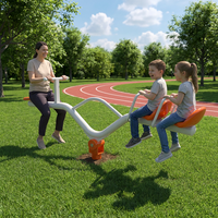 Balancín para Exteriores para Padres e Hijos, Diseño para 1 Adulto + 2 Niños, Estructura de Acero Resistente D114*3mm, Balancín Familiar para Parque con Certificación ISO